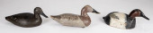 THREE CARVED AND PAINTED DUCK