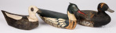 THREE CARVED AND PAINTED DUCK