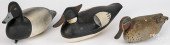 THREE CARVED AND PAINTED DUCK