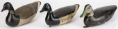 THREE CARVED AND PAINTED DUCK