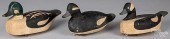 THREE CARVED AND PAINTED DUCK