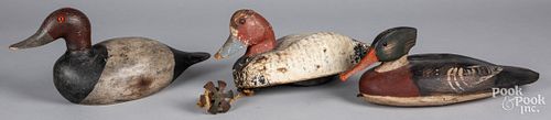 THREE CARVED AND PAINTED DUCK