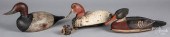 THREE CARVED AND PAINTED DUCK