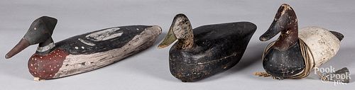 THREE CARVED AND PAINTED DUCK