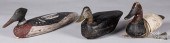 THREE CARVED AND PAINTED DUCK
