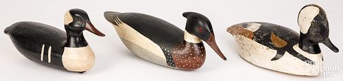 THREE CARVED AND PAINTED DUCK