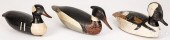 THREE CARVED AND PAINTED DUCK