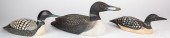 THREE CARVED AND PAINTED LOON