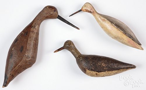 THREE CARVED AND PAINTED