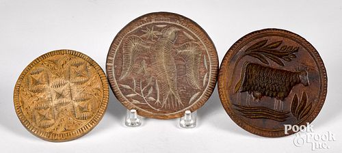 THREE CARVED BUTTERPRINTS, 19TH