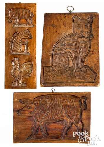 THREE CARVED CAKEBOARDS, 19TH C.,