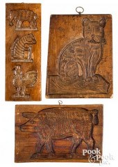 THREE CARVED CAKEBOARDS, 19TH