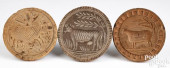 THREE CARVED COW BUTTER PRINTS
