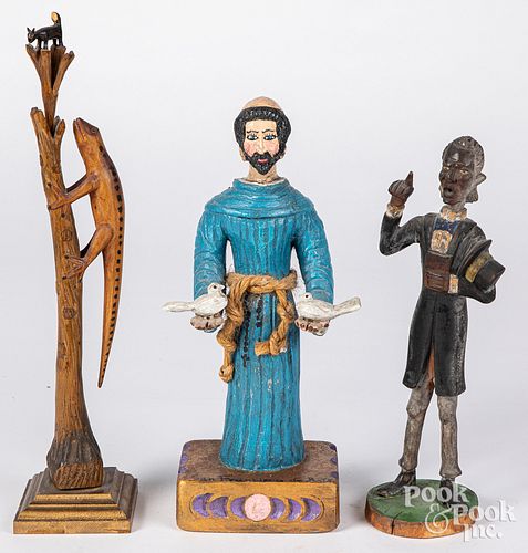 THREE CARVED
