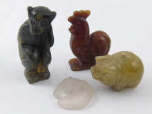 Three carved hardstone animals