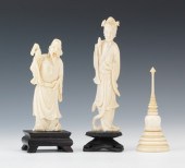 Three Carved Ivories; Two Figu