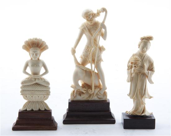 Three Carved Ivory Figures