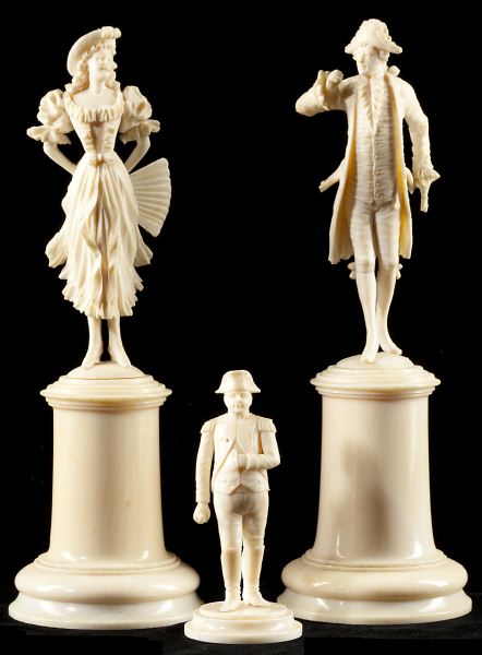 Three Carved Ivory Figurescirca