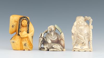 Three Carved Ivory Netsuke