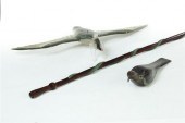 THREE CARVED PIECES AND A CAST