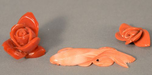 THREE CARVED PIECES OF CORAL, LARGE