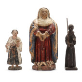 THREE CARVED RELIGIOUS SANTOS