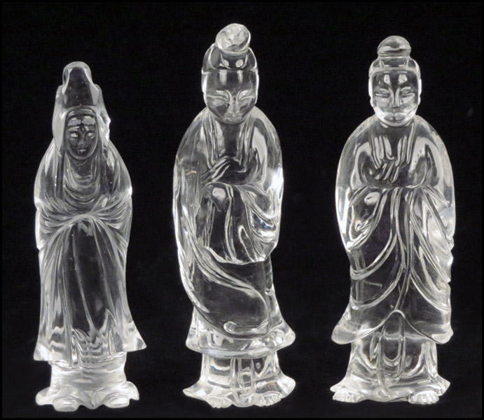 THREE CARVED ROCK CRYSTAL