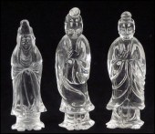 THREE CARVED ROCK CRYSTAL FIGU