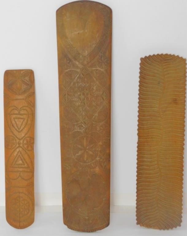 THREE CARVED SAILOR MADE WOODEN