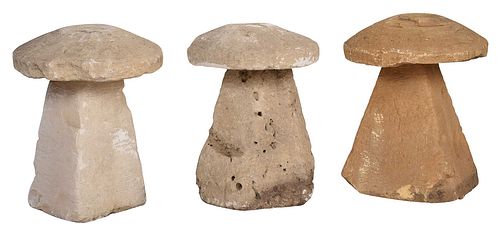 THREE CARVED STADDLE STONESEnglish,