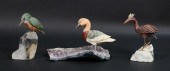 THREE CARVED STONE BIRD SCULPT