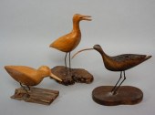 THREE CARVED WATER BIRDS ON NA