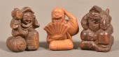THREE CARVED WOOD CHINESE FIGU