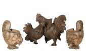 THREE CARVED WOOD FIGURESThree