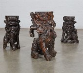 THREE CARVED WOOD MODELS OF FO