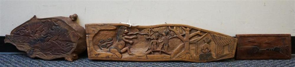 THREE CARVED WOOD PANELSThree