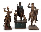 THREE CARVED WOOD SANTOS FIGUR