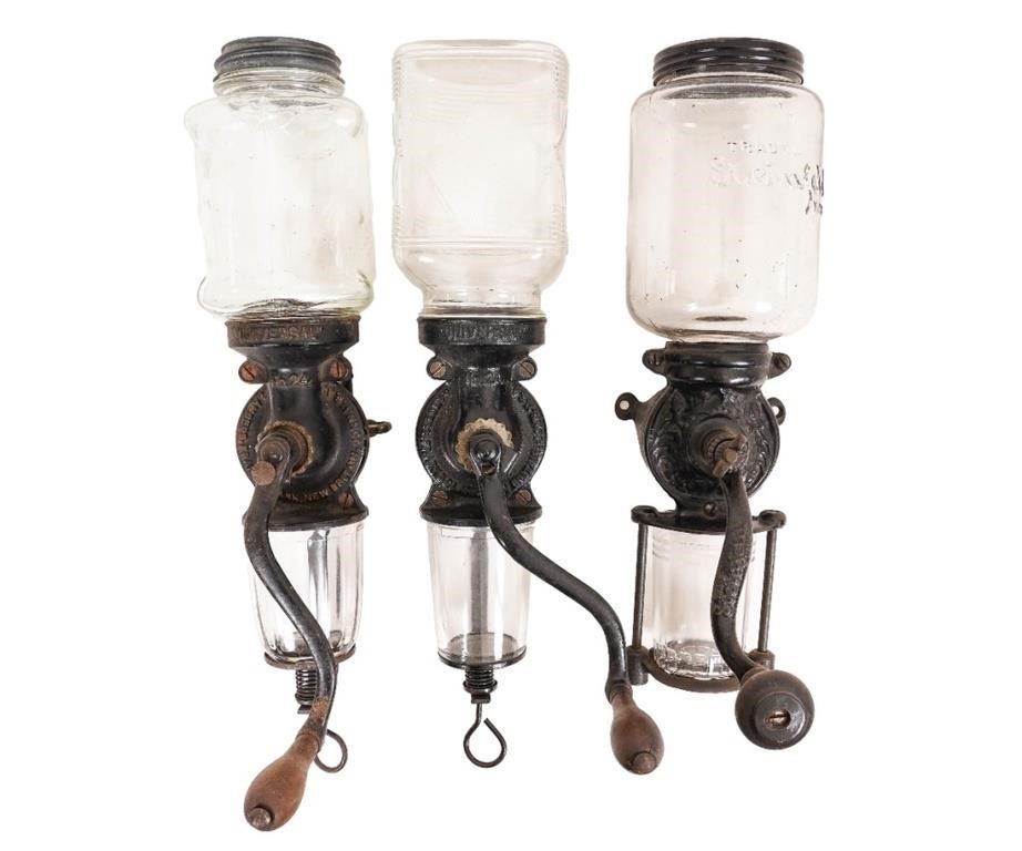 Three cast iron and glass wall