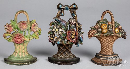 THREE CAST IRON BASKET