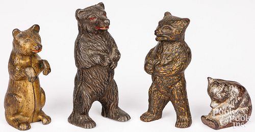 THREE CAST IRON BEAR STILL