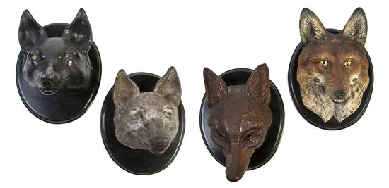 Three Cast Iron Fox Masks of