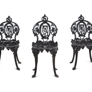 Three Cast Iron Garden Chairs