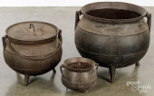 THREE CAST IRON GYPSY POTS<br>