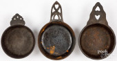 THREE CAST IRON PORRINGERS, 19