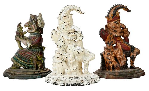 THREE CAST IRON PUNCH AND JUDY