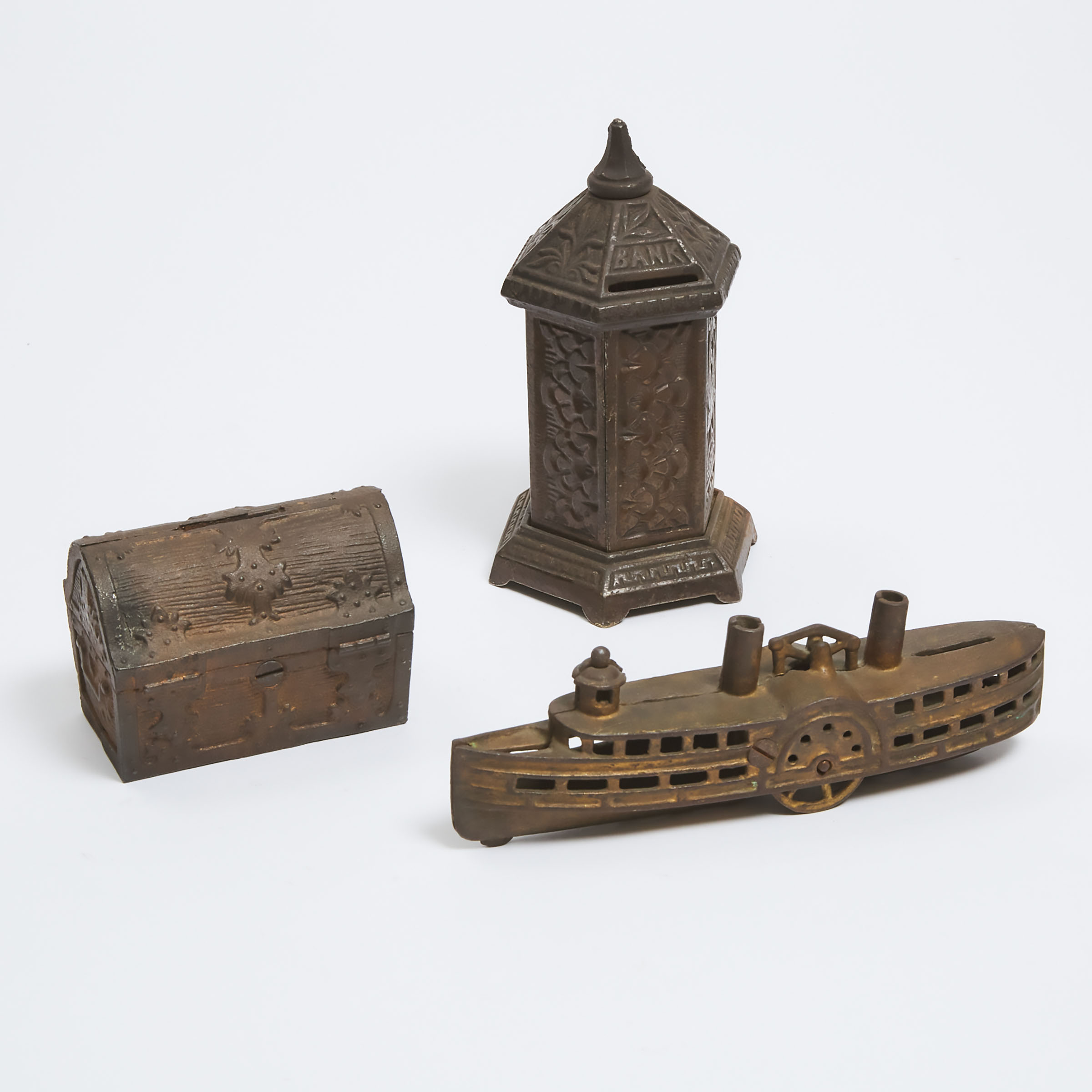 Three Cast Iron Still Banks, 19th