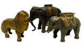 THREE CAST IRON STILL BANKS BY