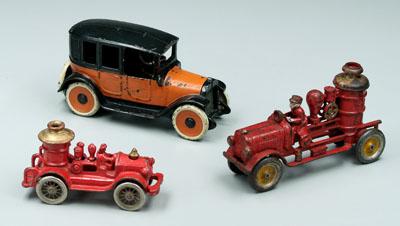Three cast iron vehicles: Arcade