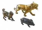 THREE CAST METAL ANIMALS: A SM