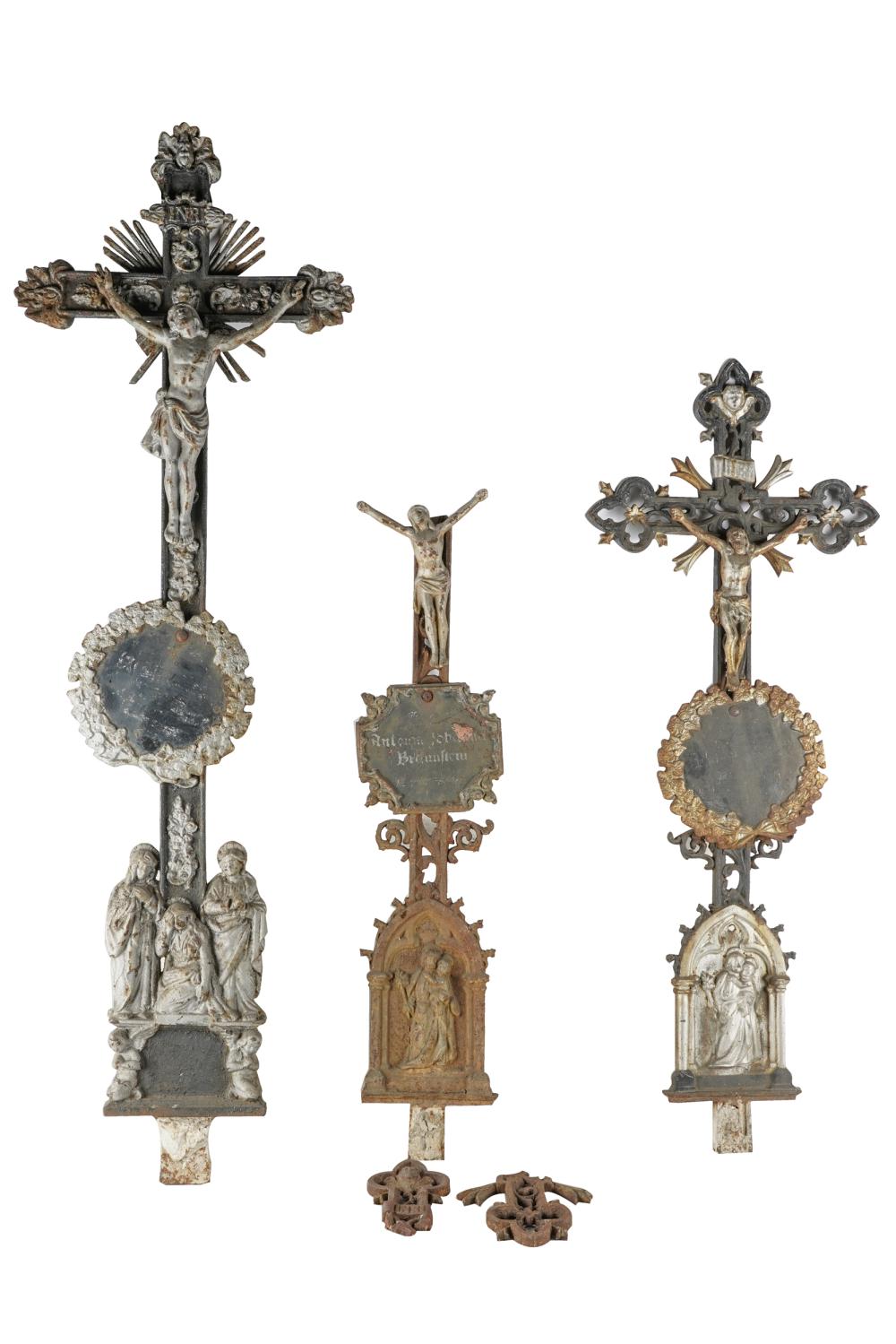 THREE CAST-METAL CEMETERY